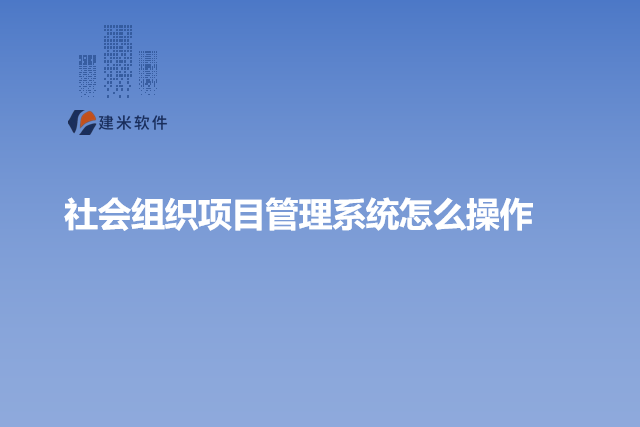 社会组织项目管理系统怎么操作