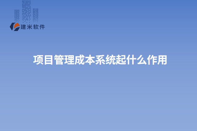 项目管理成本系统起什么作用