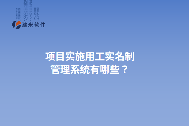 项目实施用工实名制管理系统有哪些？