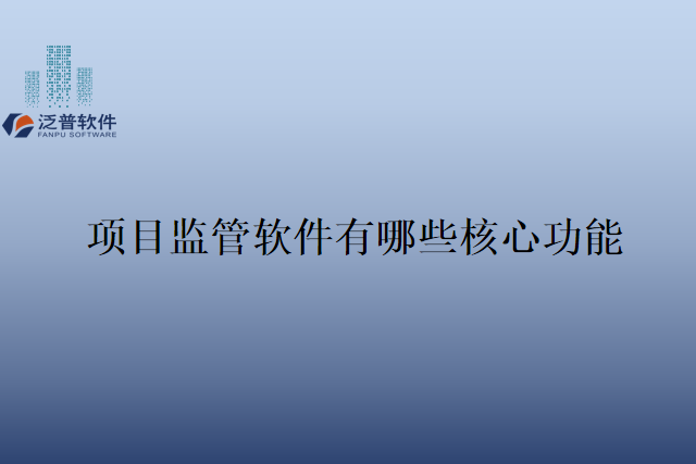 项目监管软件有哪些核心功能