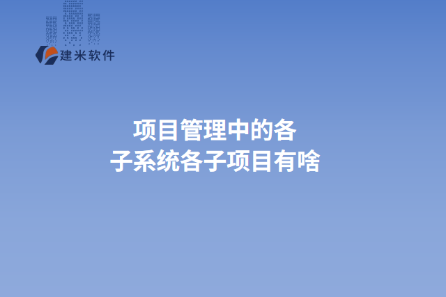 项目管理中的各子系统各子项目有啥