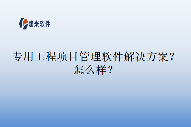 专用工程项目管理软件解决方案？怎么样？