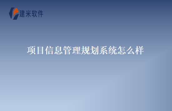 项目信息管理规划系统怎么样