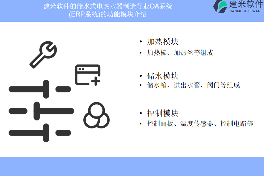 建米软件的储水式电热水器制造行业OA系统 (ERP系统)的功能模块介绍