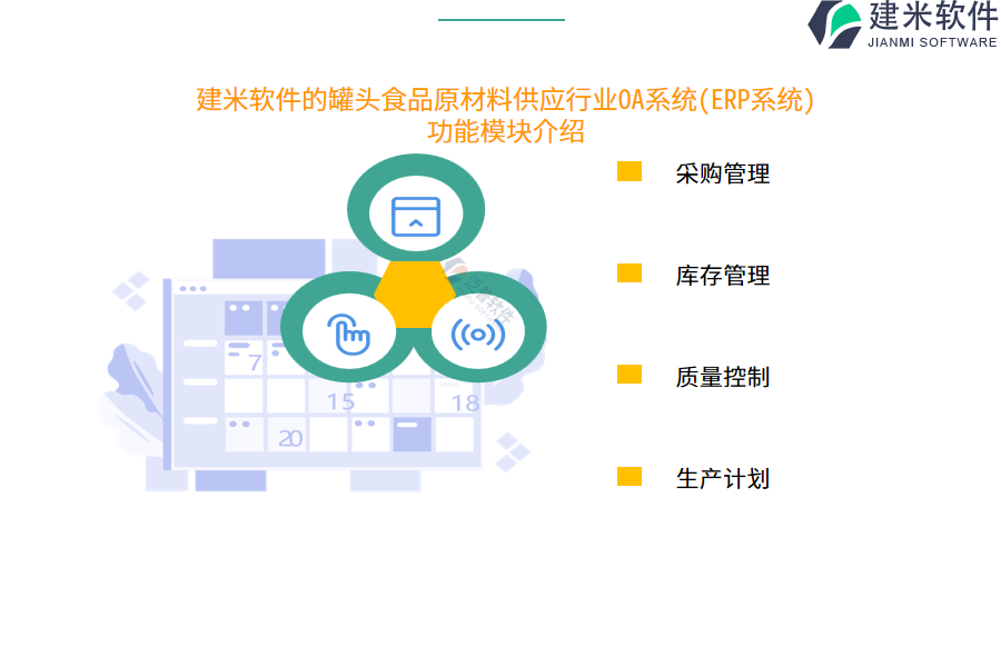 建米软件的罐头食品原材料供应行业OA系统(ERP系统)功能模块介绍